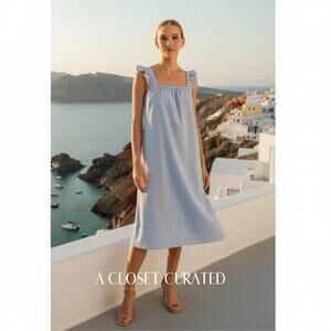 Samsoe Gill Oversize Sleeveless Midi Dress XS blue NEW